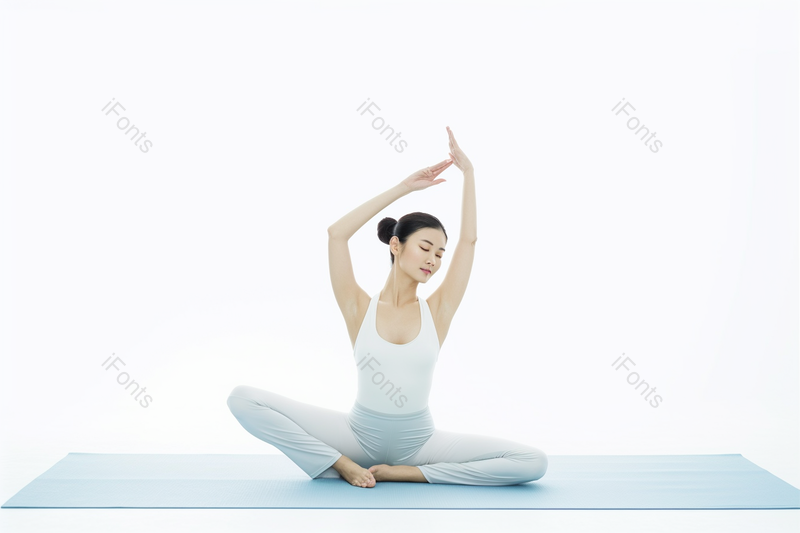 运动白底女人女性健身减肥瑜伽冥想热身健康养生摄影,高清,摄影图,摄影图片,图片大全,摄影图免费下载